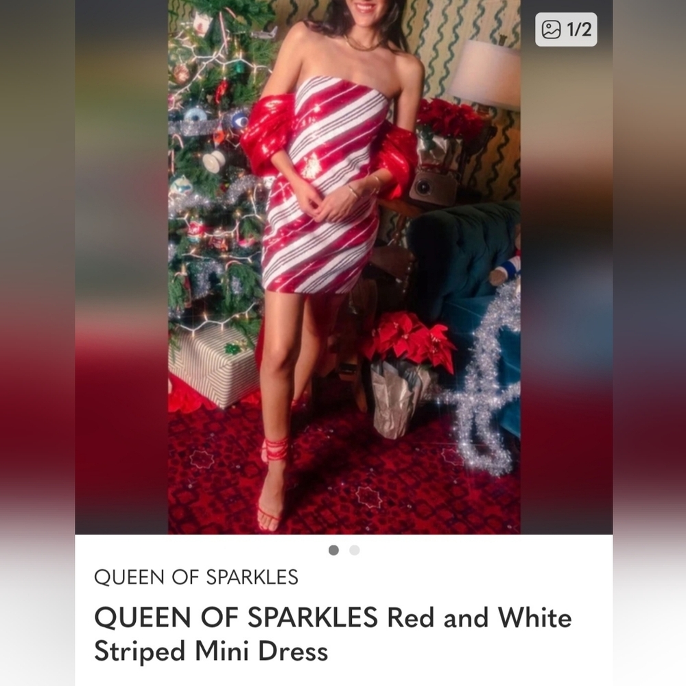 ISO QUEEN OF SPARKLES Candy Cane Striped Dress - M or L